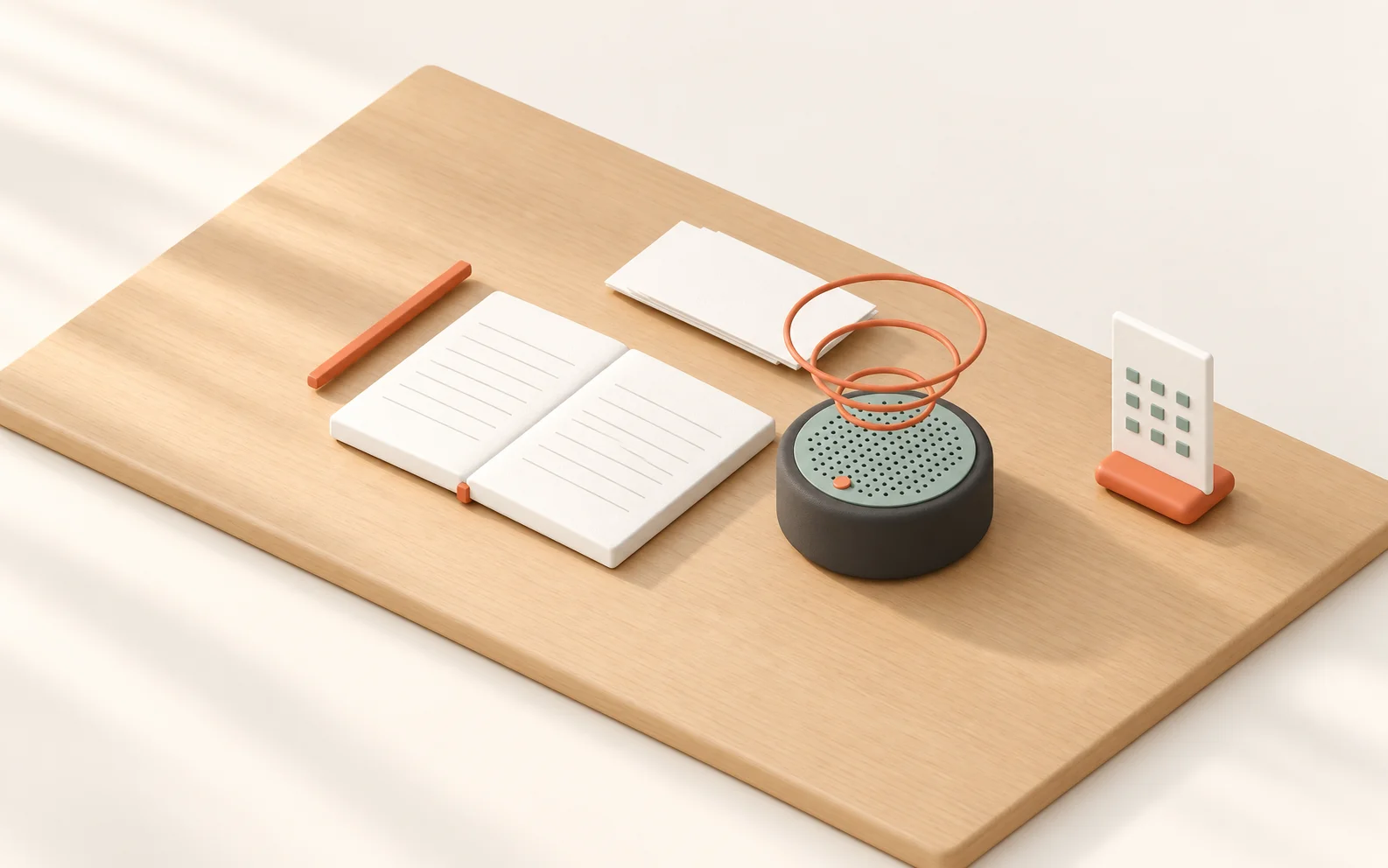 LoomVoice concept illustration with a book, voice interface and reminders; not actual hardware